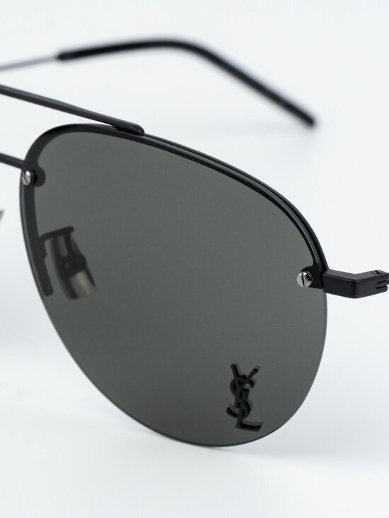 Saint Laurent Women Sunglasses Matte Black Grey Pilot CLASSIC11/F M 005